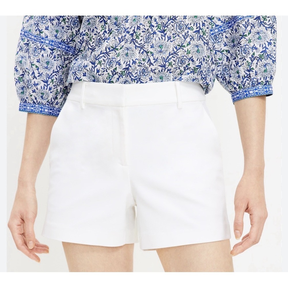 Ann Taylor LOFT Rayon Blend Sz-10 Riviera Shorts White 4 Classic Preppy